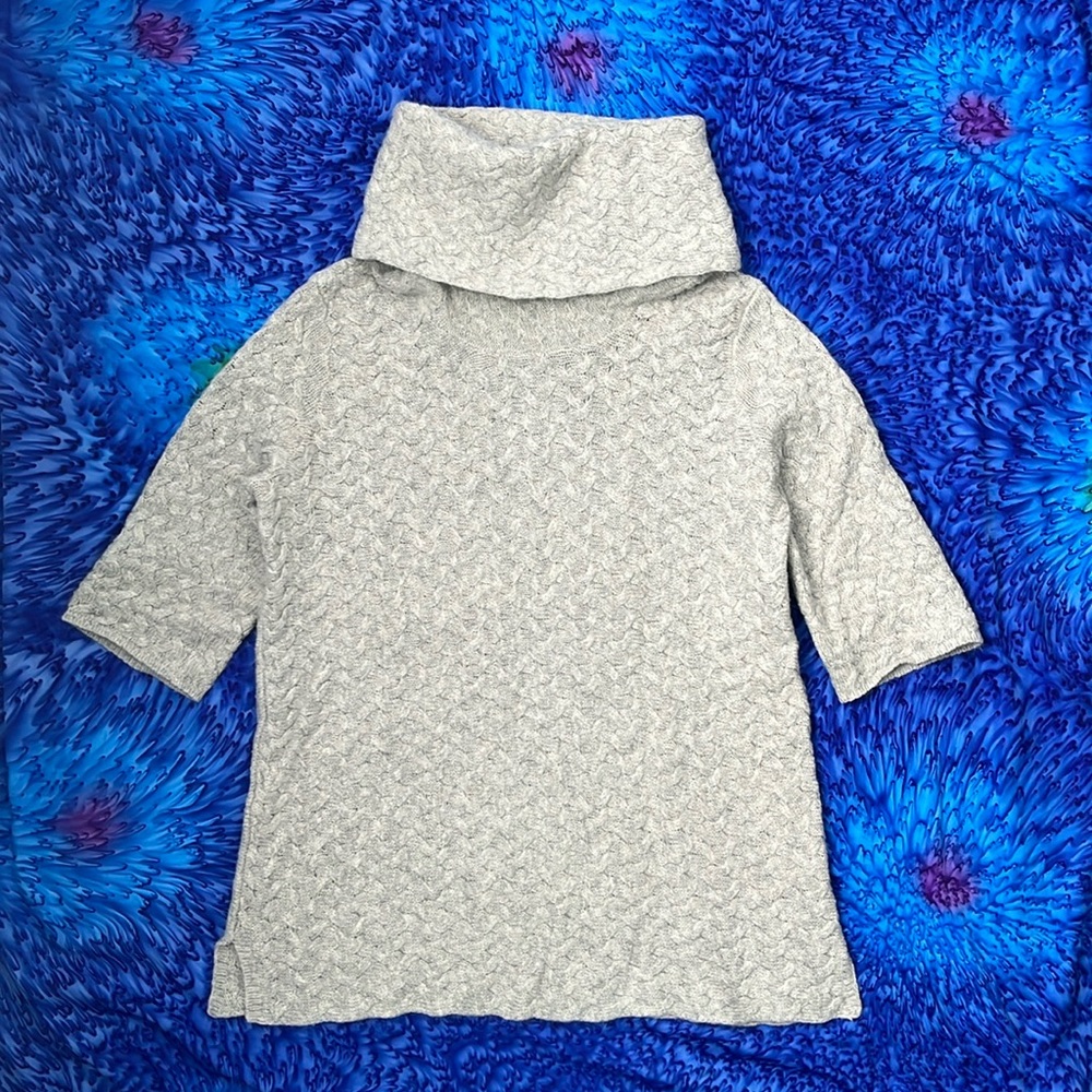 KENAR Cozy Gray Turtleneck Cable Knit Sweater - Womens M medium